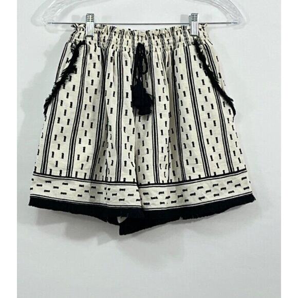 HUNTER BELL Sz XS Black Ivory Fringe Helene Clip Dot Shorts - Picture 2 of 7